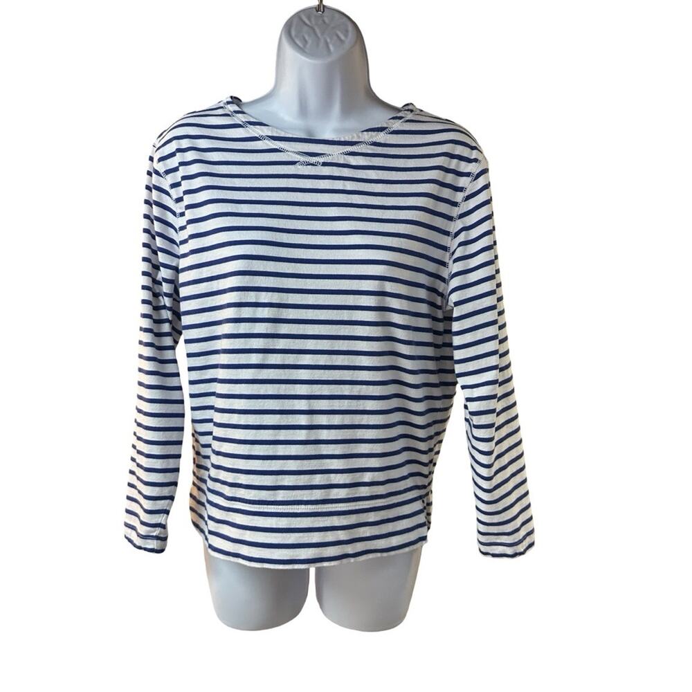 Alex Mill Breton Stripe Top Blue White Boatneck Long Sleeve Cotton Small READ